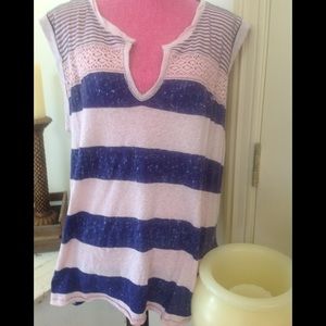 FREE PEOPLE EUC Striped long pink and navy tunic